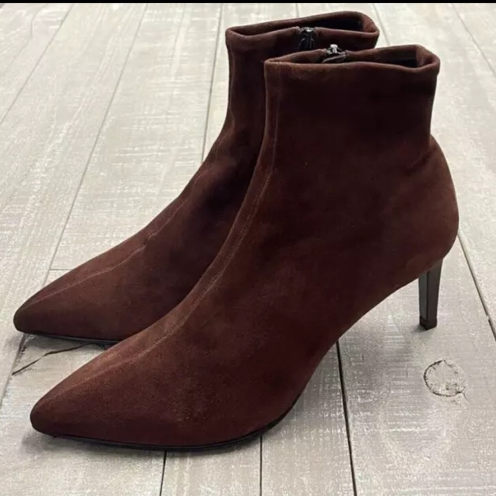 $525 Rag & Bone Beha Leather Booties Mahogany Brown Suede Size 37 (US 7) Worn 1x